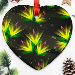 Background Floral Abstract Lines Heart Ornament (two Sides) by Pakrebo