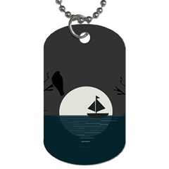 Birds Moon Moonlight Tree Animal Dog Tag (two Sides) by HermanTelo