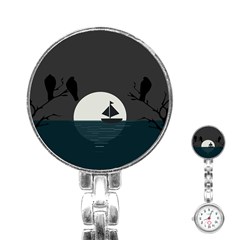 Birds Moon Moonlight Tree Animal Stainless Steel Nurses Watch by HermanTelo