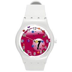 Billiard Ball Ball Game Pink Round Plastic Sport Watch (m)