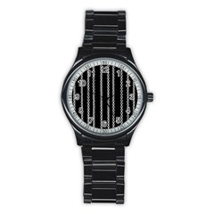 Chains Black Design Metal Iron Stainless Steel Round Watch