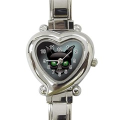 Green Eyes Kitty Cat Heart Italian Charm Watch by HermanTelo