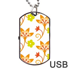 Pattern Floral Spring Map Gift Dog Tag Usb Flash (two Sides)