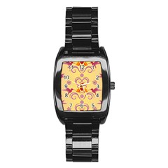 Pattern Bird Flower Stainless Steel Barrel Watch by HermanTelo