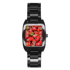 Strawberries Stainless Steel Barrel Watch by TheAmericanDream