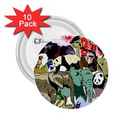 Zoo Animals Peacock Lion Hippo 2 25  Buttons (10 Pack)  by Pakrebo