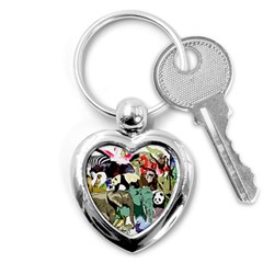 Zoo Animals Peacock Lion Hippo Key Chain (heart) by Pakrebo