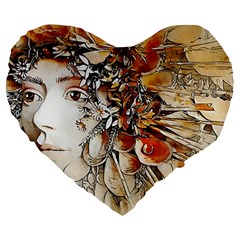 Collage Art The Statue Of Shell Large 19  Premium Flano Heart Shape Cushions by Pakrebo