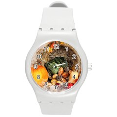 Pumpkin Vegetables Autumn Round Plastic Sport Watch (m)