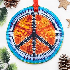 Tie Dye Peace Sign Round Ornament (two Sides) by Pakrebo