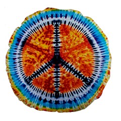 Tie Dye Peace Sign Large 18  Premium Flano Round Cushions by Pakrebo