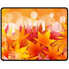 Autumn Background Maple Leaves Bokeh Fleece Blanket (medium)  by Nexatart