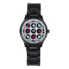 Background Colorful Abstract Stainless Steel Round Watch