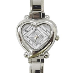 Black White Grey Pinstripes Angles Heart Italian Charm Watch