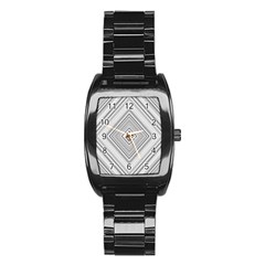 Black White Grey Pinstripes Angles Stainless Steel Barrel Watch