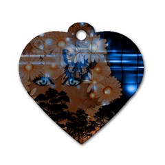 Landscape Woman Magic Evening Dog Tag Heart (one Side)