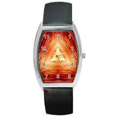 Abstract Orange Triangle Barrel Style Metal Watch