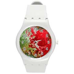 Abstract Stain Red Seamless Round Plastic Sport Watch (m) by HermanTelo