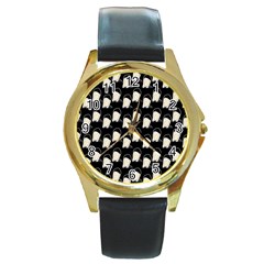 Beanie Boy Pattern Round Gold Metal Watch