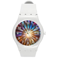 Background Spiral Abstract Round Plastic Sport Watch (m)