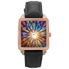 Background Spiral Abstract Rose Gold Leather Watch 