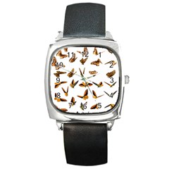 Butterflies Insect Swarm Square Metal Watch