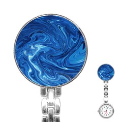 Blue Pattern Texture Art Stainless Steel Nurses Watch