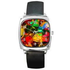 Color Abstract Polygon Square Metal Watch