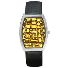 Cubes Grid Geometric 3d Square Barrel Style Metal Watch