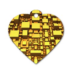 Cubes Grid Geometric 3d Square Dog Tag Heart (one Side)