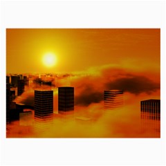 City Sun Clouds Smog Sky Yellow Large Glasses Cloth