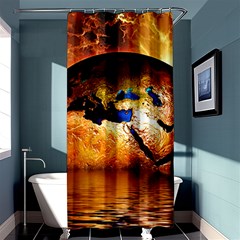 Earth Globe Water Fire Flame Shower Curtain 36  X 72  (stall) 