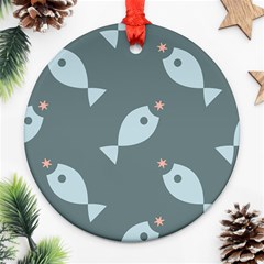 Fish Star Water Pattern Ornament (round) by HermanTelo