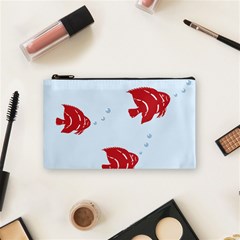 Fish Red Sea Water Swimming Cosmetic Bag (small) by HermanTelo