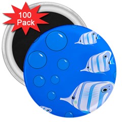 Fish School Bubbles Underwater Sea 3  Magnets (100 Pack) by HermanTelo