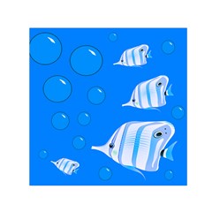 Fish School Bubbles Underwater Sea Small Satin Scarf (square) by HermanTelo