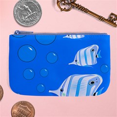 Fish School Bubbles Underwater Sea Large Coin Purse by HermanTelo