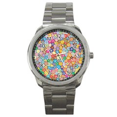 Floral Flowers Abstract Art Sport Metal Watch