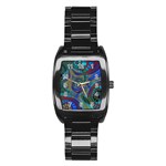 Fractal Abstract Line Wave Stainless Steel Barrel Watch Front