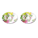 Flowers Floral Cufflinks (Oval) Front(Pair)