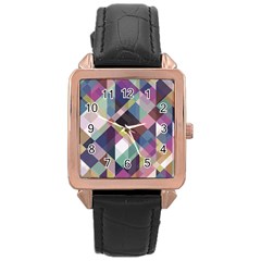 Geometric Blue Violet Pink Rose Gold Leather Watch  by HermanTelo