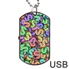 Money Currency Rainbow Dog Tag Usb Flash (one Side) by HermanTelo