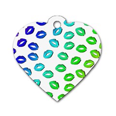 Kiss Mouth Lips Colors Dog Tag Heart (two Sides)