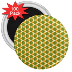 Pattern Halloween Pumpkin Color Green 3  Magnets (100 Pack) by HermanTelo