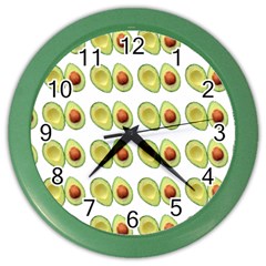 Pattern Avocado Green Fruit Color Wall Clock by HermanTelo