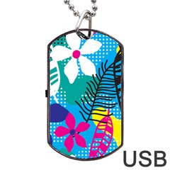 Pattern Leaf Polka Flower Dog Tag Usb Flash (two Sides)