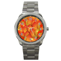 Pattern Texture Leaf Sport Metal Watch