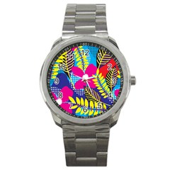 Pattern Leaf Polka Rainbow Sport Metal Watch