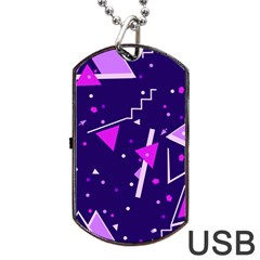 Purple Blue Geometric Pattern Dog Tag Usb Flash (one Side) by HermanTelo