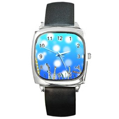 Sea Underwater Life Fish Square Metal Watch